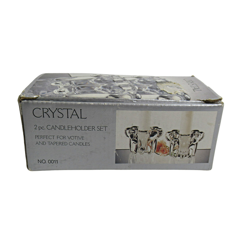 Alco Crystal Candle Holder 2 Piece Set - Holds Votive And Tapered Candles